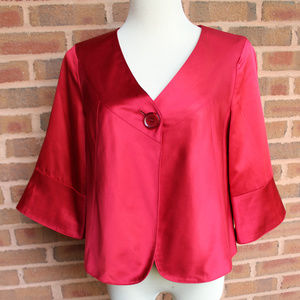 NINE WEST Blazer Cape Satin 3/4 Sleeve Wide sz 8